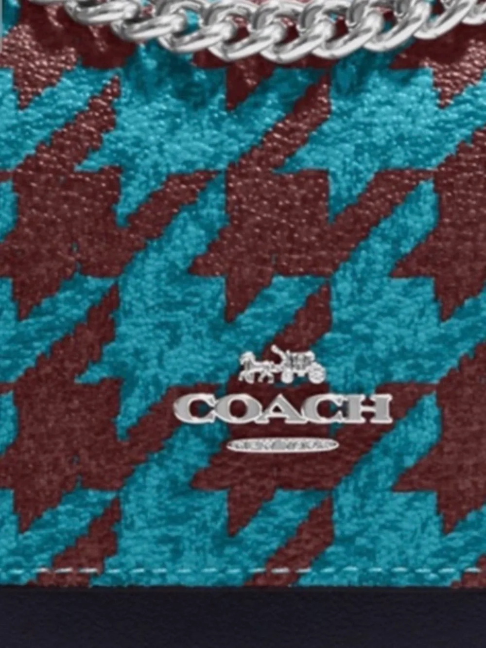 COACH Klare Mini Houndstooth Teal & Wine Crossbody Bag